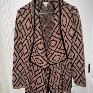 Bar III Pink and Black Geometric Cardigan